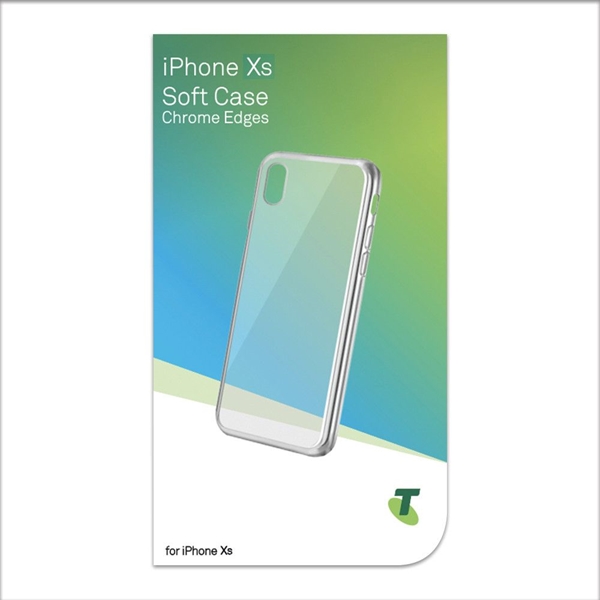 Telstra Soft Case with Chrome Edge for iPhone Xs / X - Clear/Silver