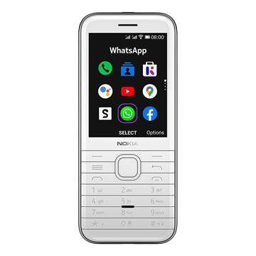 Nokia 8000 4G (Dual SIM 4G/3G, Keypad, Senior Phone, 4G/512M) - White