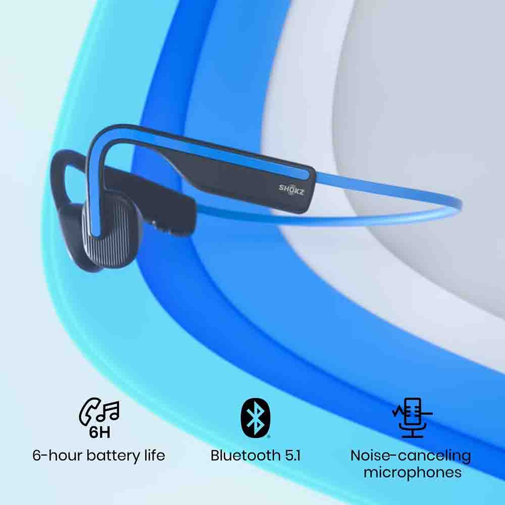 Shokz OPENMOVE Wireless Bone Conduction Headphones (Bluetooth 5.1, IP55) Blue AUDITECH