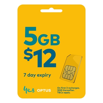Optus $12 Prepaid Mobile Phone SIM 5GB Data 7 Day Expiry
