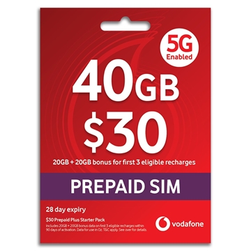 Vodafone $30 Prepaid SIM Starter Pack + $30 Recharge Voucher