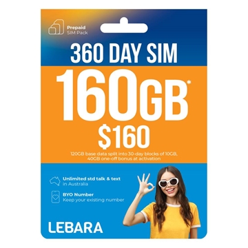 Lebara 360 Day Plan SIM Starter Pack - 195GB Data