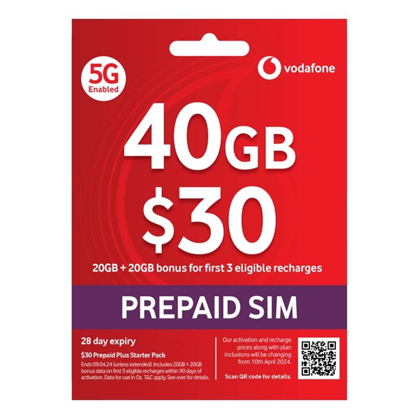 Picture of Vodafone $30 Prepaid Plus SIM Starter Pack