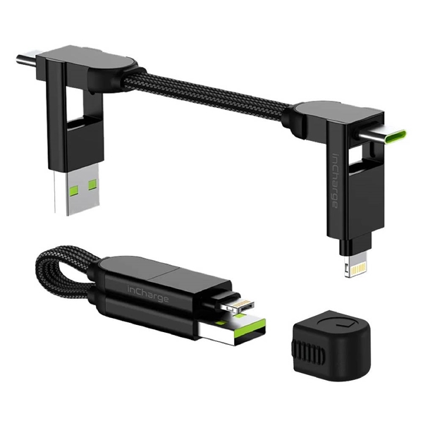 Picture of Rolling Square inCharge® X 100W 6 in 1 Keyring Cable - Lava Black