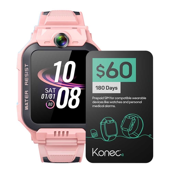 imoo Smartwatch Phone Z7 Konec SIM Bundle 180 Plan - Pink