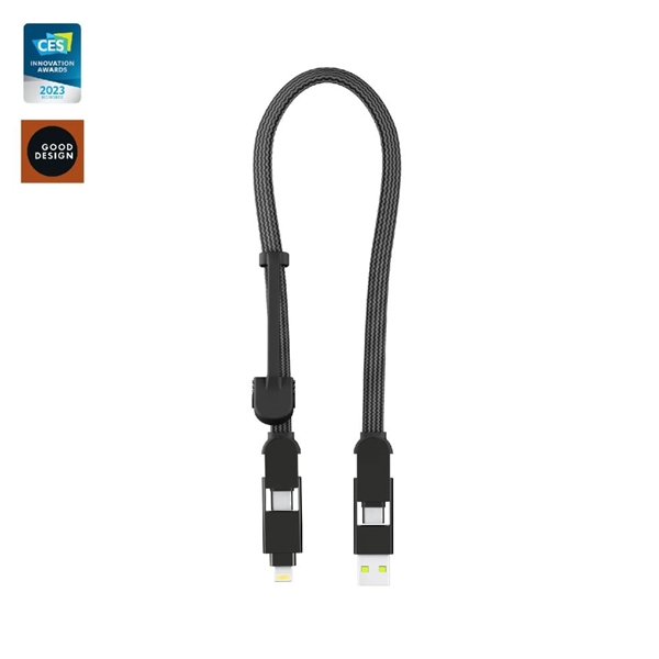 Picture of Rolling Square inCharge® XL 30CM 100W 6 in 1 Travel Charging Cable - Urban Black