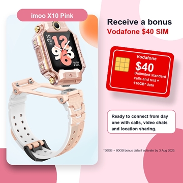 imoo Smartwatch Phone X10 (Flip Dual Camera, 4G Video Call, IP68, GPS Tracking) - Pink