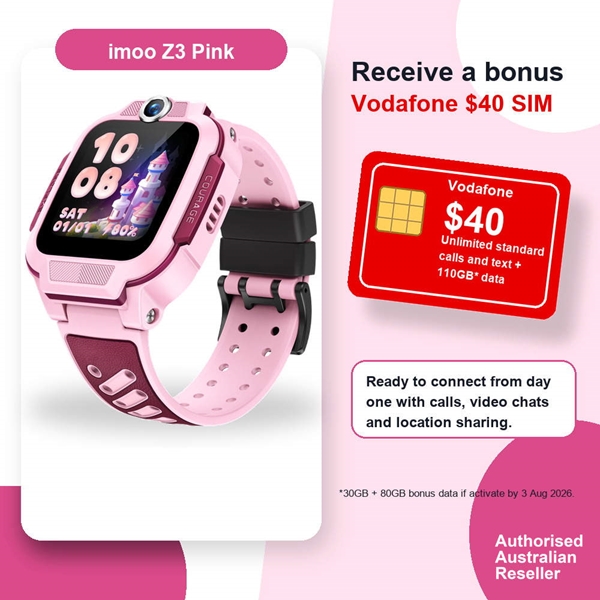 imoo Smartwatch Phone Z3 (4G Video Call, GPS Tracking, IP68, 740mAh Battery) - Pink